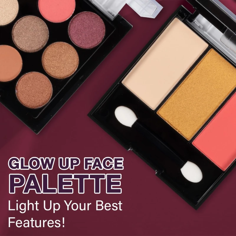 Hilary Rhoda Glow Up Face Palette | Face Palette with Blush, Highlighter, Face Powder & Eyeshadows | Highly Pigmented Face Palette | Available in 4 Variants | 20.6g (Shade 04) thumbnail 3
